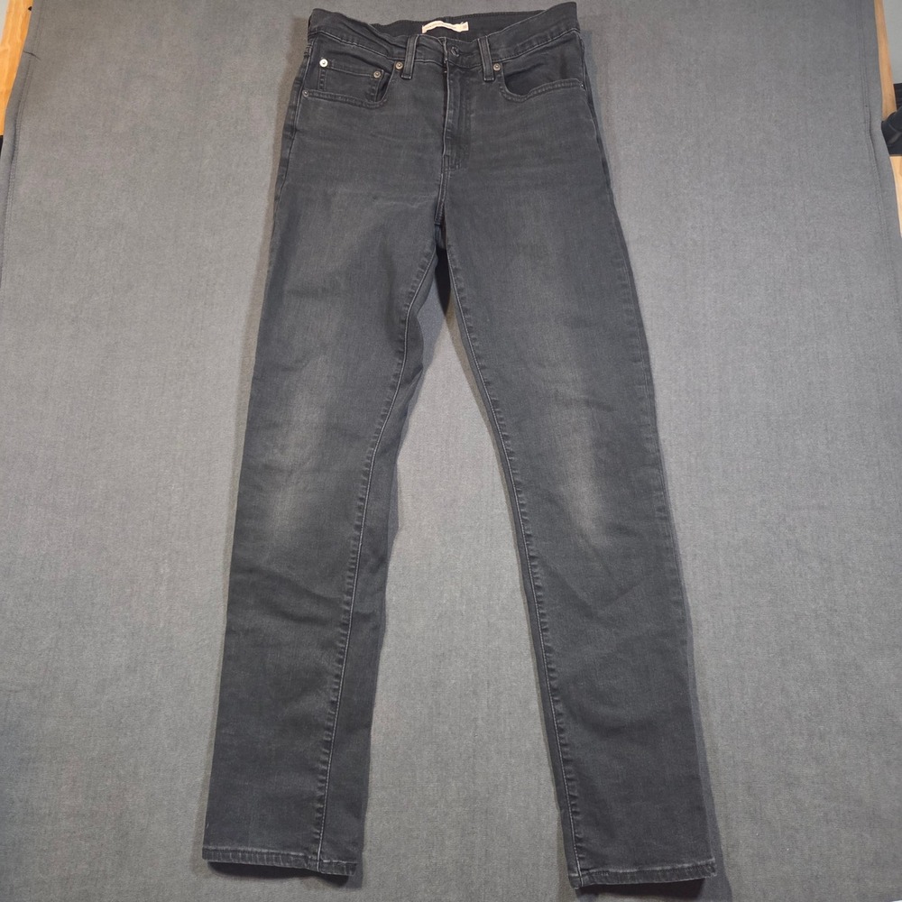 Levi's 724 High Rise Straight Jeans Womens 30 Black Premium Denim